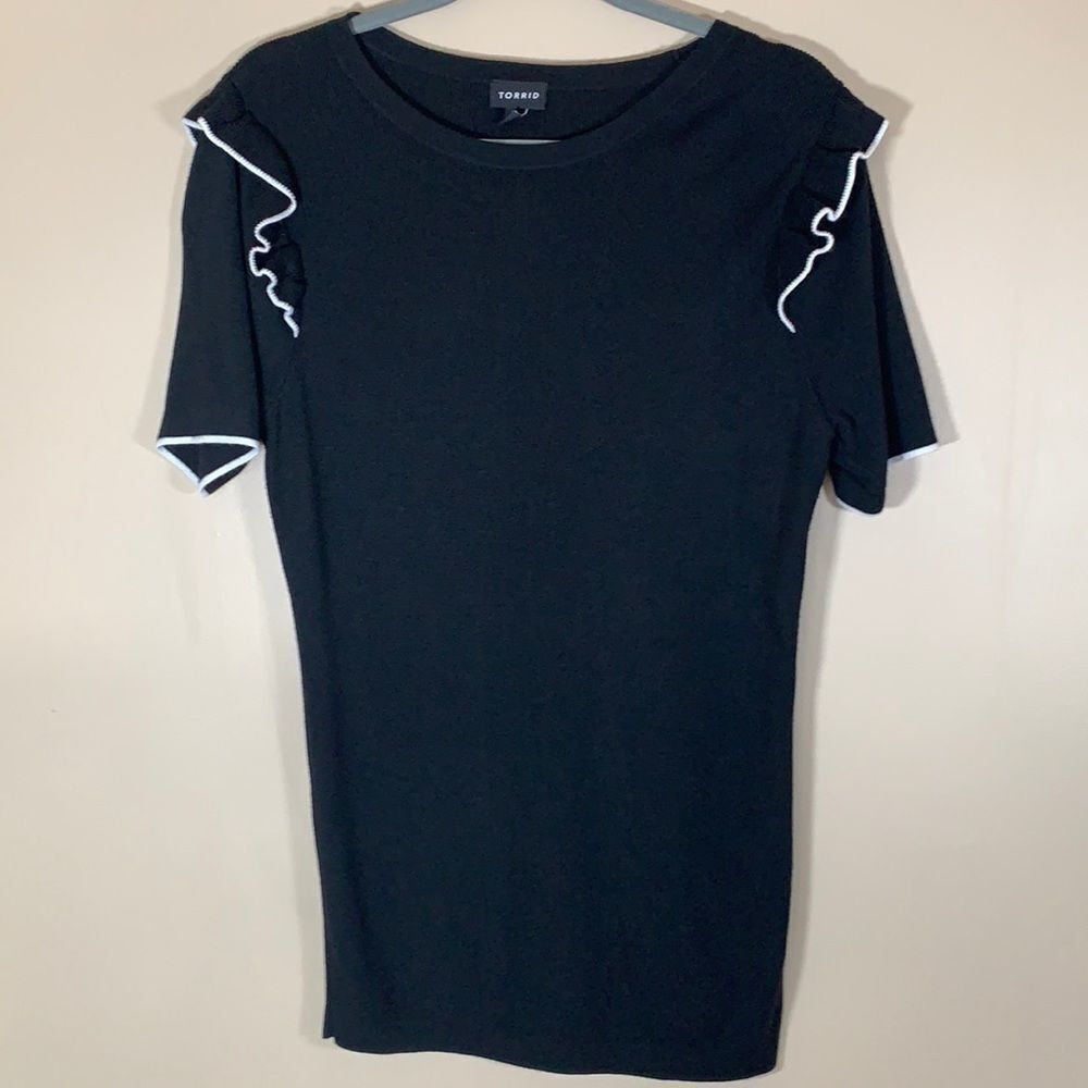 Torrid Black Tunic Top with Ruffle Sleeves